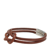 エルメス ヘラクリード ブレスレット 2連 ブラウン レザー レディース HERMES 【中古】